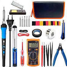 Паяльний набір в пеналі TE-1055, паяльник 60 Вт, 200-450°C, тестер, жала 900М, олово, інструменти, підставка