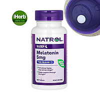 Natrol, мелатонін, повільне вивільнення, підвищена сила дії, 5 мг, 100 таб.