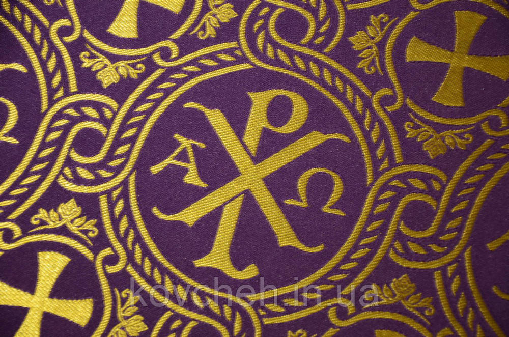 Шовкова церковна тканина РХ фіолетовий з золотом