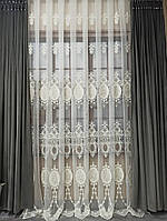 Готовая турецькая тюль грек фатин ( вуаль) с бархатом, украшена стразами и жемчужинами
