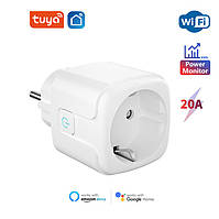 Умная WiFi розетка 20A с мониторингом электроэнергии Tuya, SmartLife