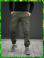 Мужские спортивные штаны Брюки мужские карго джоггеры цвета хаки с карманами на манжетах