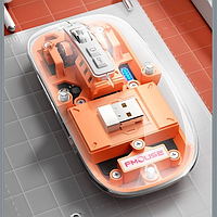 Мышь Fmouse M133 беспроводная прозрачная с подсветкой, аккумуляторная, двухрежимная, Bluetooth 2,4GHz Оранжевый