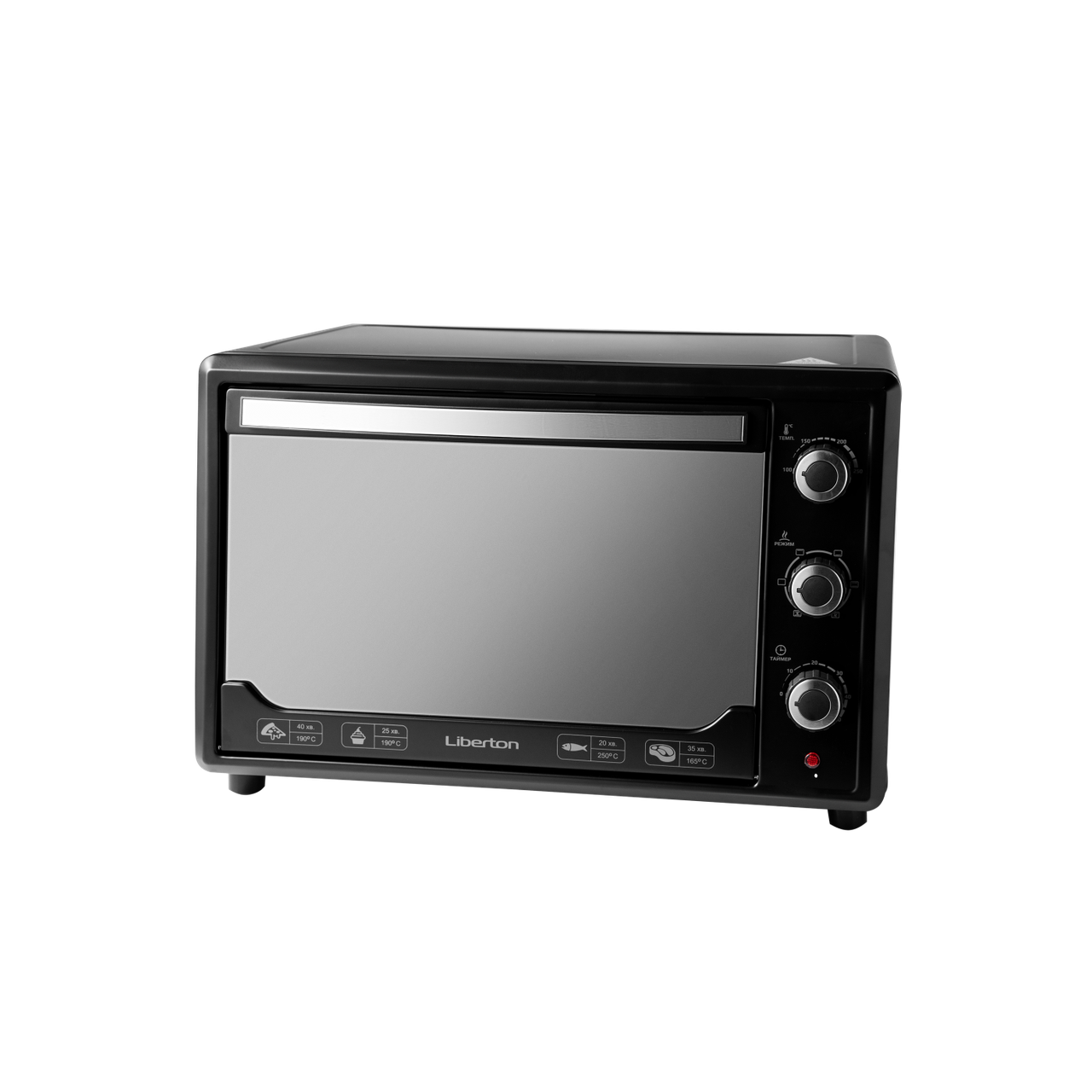 Електродуховка Liberton LEO-480 Black Mirror, 2000 Вт, 250 °C, режими 5, 48 л, чорний
