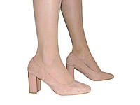 Женские туфли замшевые бежевые высокий каблук размер 36