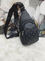 Сумка черная мужская женская через плечо Louis Vuitton Луи Витон Бананка унисекс Слинг LV