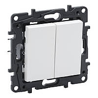 NILOE STEP Вимикач двоклавішний 10А автоматичні клеми колір Білий