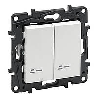 NILOE STEP Перемикач двоклавішний з підсвіткою 10А автоматичні клеми колір Білий