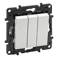 NILOE STEP Вимикач триклавішний 20А гвинтові клеми колір Білий