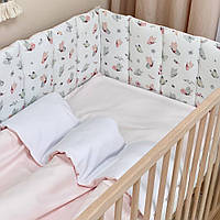 Комплект постельного белья для новорожденного- стеганые бортики Baby Dream Бабочка, пудра
