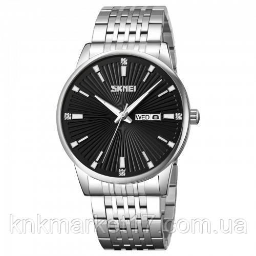 Розкішний чоловічий кварцовий годинник Skmei 9323SIBK Silver-Black, фото 1