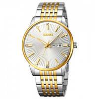 Розкішний чоловічий кварцовий годинник Skmei 9323TGDSI Silver/Gold-Silver