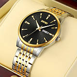 Розкішний чоловічий кварцовий годинник Skmei 9323TGDBK Silver/Gold-Black, фото 3