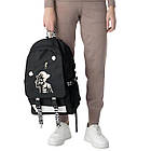 Рюкзак для підлітка 41х30х15 см з USB та підсвічуванням "OnePiece", Чорний / Рюкзак для школи / Міський рюкзак, фото 3