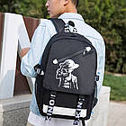 Рюкзак для підлітка 41х30х15 см з USB та підсвічуванням "OnePiece", Чорний / Рюкзак для школи / Міський рюкзак, фото 2