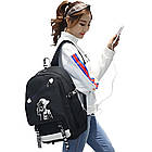Рюкзак для підлітка 41х30х15 см з USB та підсвічуванням "OnePiece", Чорний / Рюкзак для школи / Міський рюкзак, фото 6
