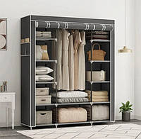 Складной тканевый шкаф для одежды HCX Storage Wardrobe 68150 с металлическим каркасом Серый