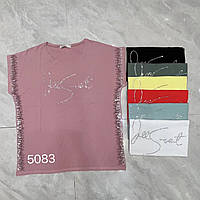 Женская стильная футболка розовая полубатал 52-54 размер
