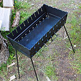 Мангал-чемодан 2 мм на 8 шампурів, розкладний, жаровня гриль.Компактний мангал зі сталі для пікніка, фото 7