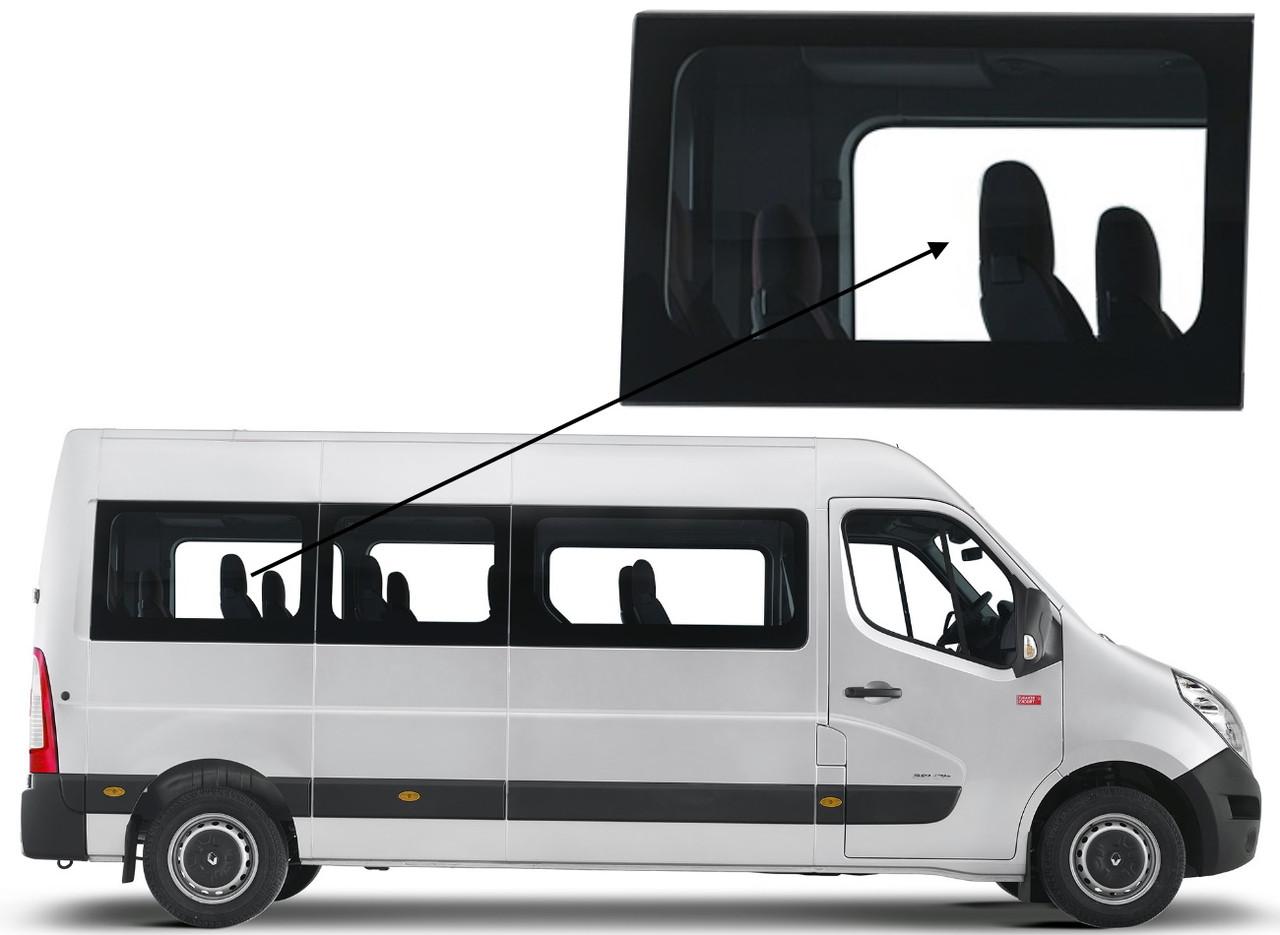 Бічне скло Opel Movano 2010-2021 салону заднє праве довга база