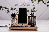 Док станция для телефона iPhone часов Подставка с дерева для пистолета оружия Гравировка + подарочная упаковка + открытка, Samsung watch