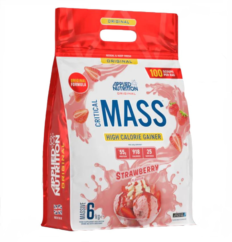 Гейнер Applied Nutrition Original Critical Mass Weight Gainer (6kg - 25 Servings) (Strawberry), фото 1