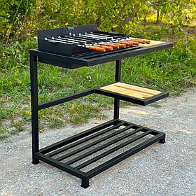 Автомангал Loft зі столиком, знімна жаровня 3мм на 8 шампурів, мангал для дачі, 110x58x92см