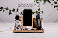 Органайзер для Samsung телефона часов Деревянная подставка из дерева для пистолета оружия Гравировка + подарочная упаковка + открытка, Apple watch