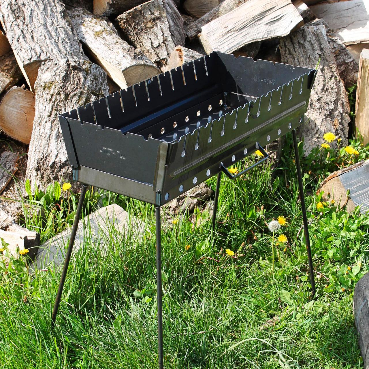 Мангал-чемодан 3 мм на 12 шампурів, розкладний, жаровня гриль. Компактний мангал зі сталі для пікніка, фото 1