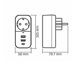 Мережевий адаптер VIDEX ONCORD з/з 1п 2.4 A 2 USB + USB-C Black, фото 3