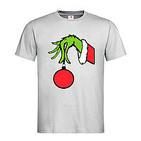 Светло-серая мужская/унисекс футболка Grinch christmas ball (12-5-18-світло-сірий меланж)