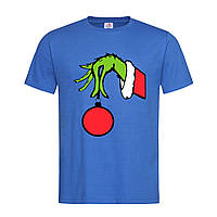 Синяя мужская/унисекс футболка Grinch christmas ball (12-5-18-синій)