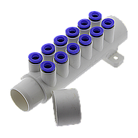 Колектор для шланг 8 мм. з системою швидкого з'єднання, на 12 підключень, підключення 32 мм. ( 812 )