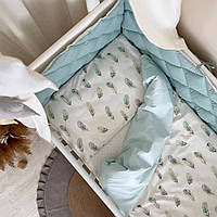 Комплект постельного белья для новорожденного - стеганые бортики, Baby Mix Перо,мятный