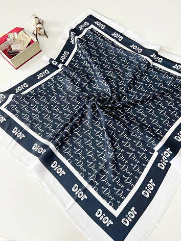 Жіноча брендова хустка Dior демісезонна 100*100 см чорна, фото 1