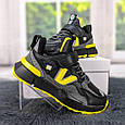 Кросівки дитячі чорні демісезонні з жовтим для хлопчика Kimboo 5278, фото 4