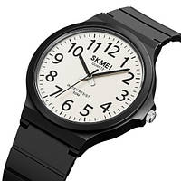 Класичний діловий водонепроникний (50м) кварцовий годинник Skmei 2108BKWT-AC Black White-AC