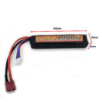 Акумулятор Li-Po 11.1V 1000mah - stick 20-40C моноблок Т-конектор (VBPower) (для страйкболу), фото 4