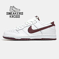 Nike SB Dunk Low White Bordo, Женские кроссовки Найк СБ Данк белые, Nike dunk на весну