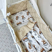 Комплект постельного белья для новорожденного - стеганые бортики, Baby Mix Тедди бежевый