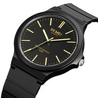 Класичний діловий водонепроникний (50м) кварцовий годинник Skmei 2108BKGD Black-Gold