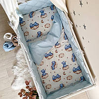 Комплект постельного белья для новорожденного - стеганые бортики, Baby Mix Тедди голубой
