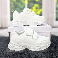 Детские кроссовки белые для девочки демисезонные эко-кожа на липучках 5292