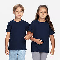 Детская футболка JHK, базовая, однотонная, для мальчика или девочки, темно-синяя, размер 104, на 3/4 года