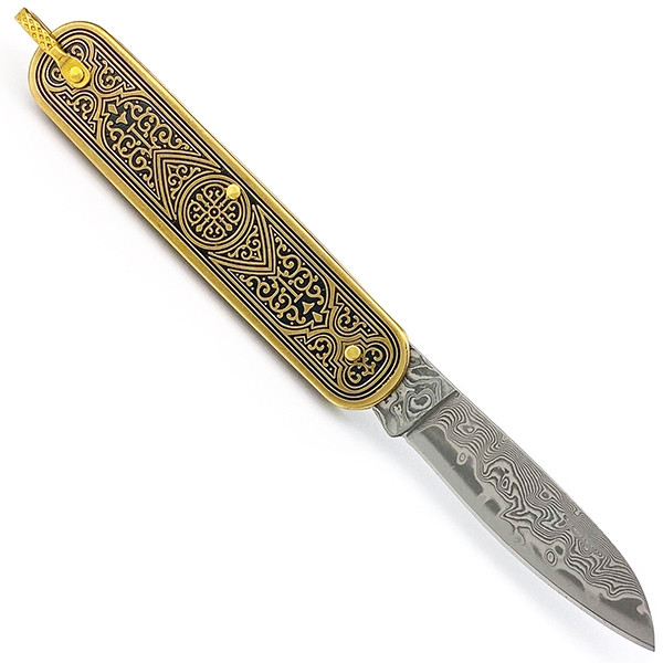 Ніж Pocket Brass Damascus, фото 1