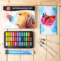 Подарунковий набір акварельних фарб для малювання Professional Paint Set 36 кольорів у металевому пеналі., фото 4