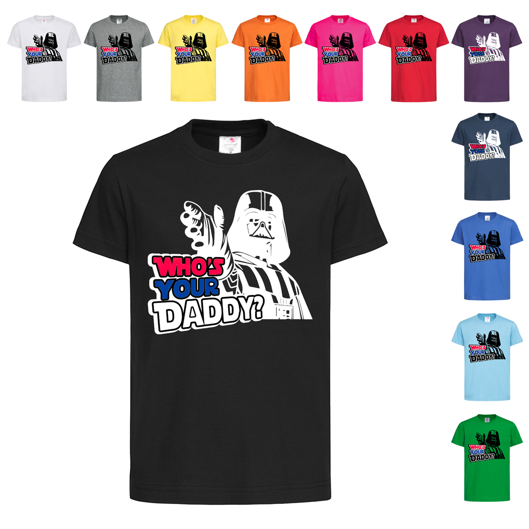 Чорна дитяча футболка Who's your daddy (12-6-3)