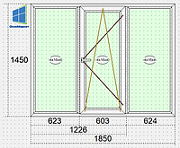 Окно пластиковое трехстворчатое Steko эконом 1850