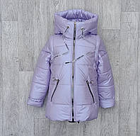 Детская демисезонная куртка-жилетка 2в1 на девочку, весенняя деми курточка весна осень для детей - сирень 116