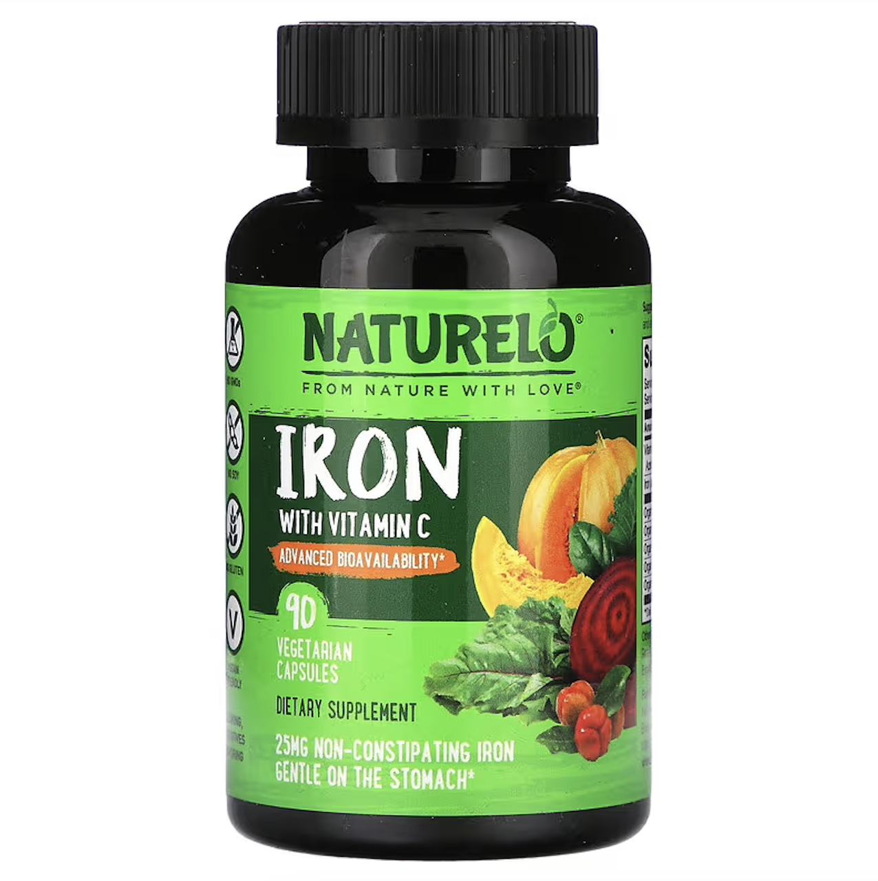 NATURELO, залізо з вітаміном C, 90 вегетаріанських капсул